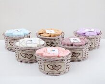 Корзиночка с салфетками махровые 25*25 - 5 штук